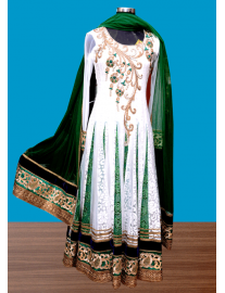 White Net Churidar Suit